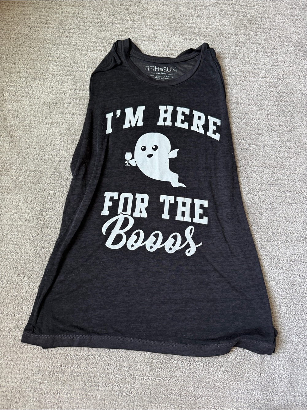 Fifth Sun Black Halloween Ghost Graphic Tank